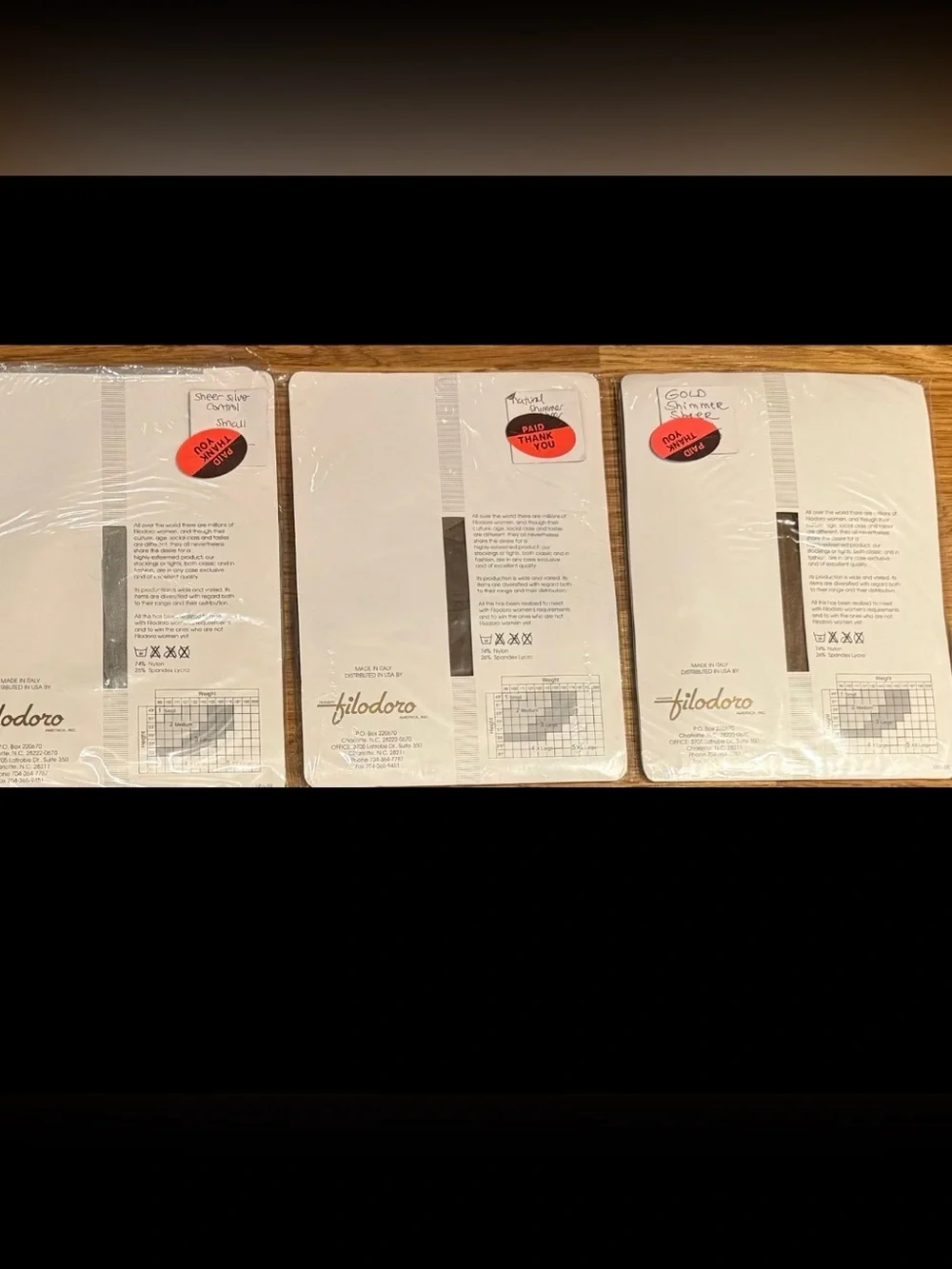 Vintage Lot (3) Filodoro Jade Hosiery NIP Control Shimmer Small & Sz 1 Italy